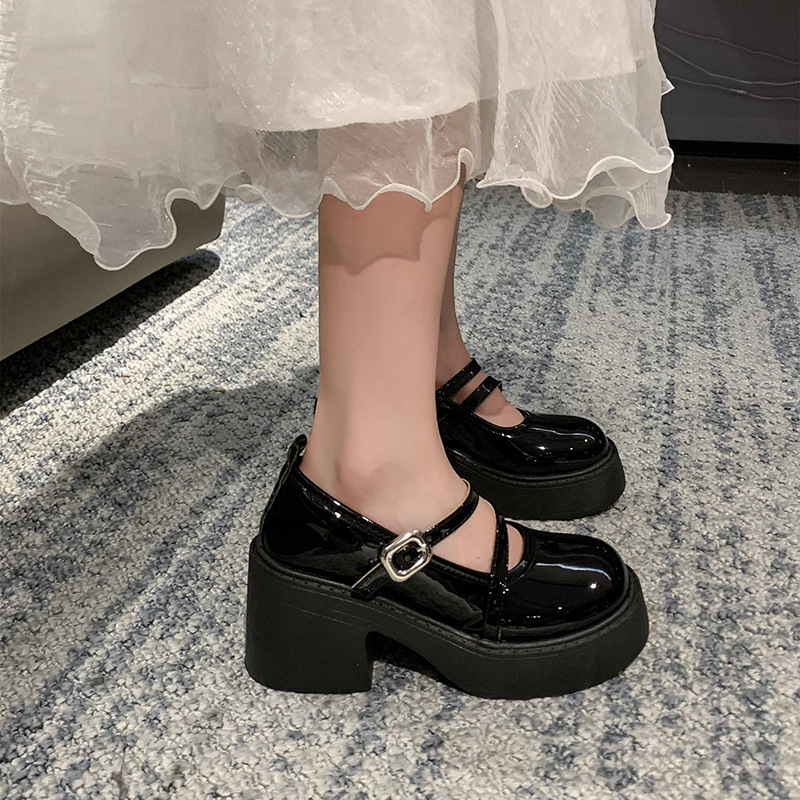 Ddmyoutdoor Fashion Versatile Black Thick Soled Chunky Heel Women S Leather Shoes New Autumn Style Mary Jane Pumps To Match Skirts Outdoor Shoes