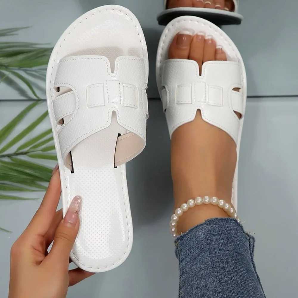 Women Fashion Slide Sandals Black Gold Silver Summer Casual Flat Soles Outdoor Office Party Beach Elegant Sexy Simple New Z250614