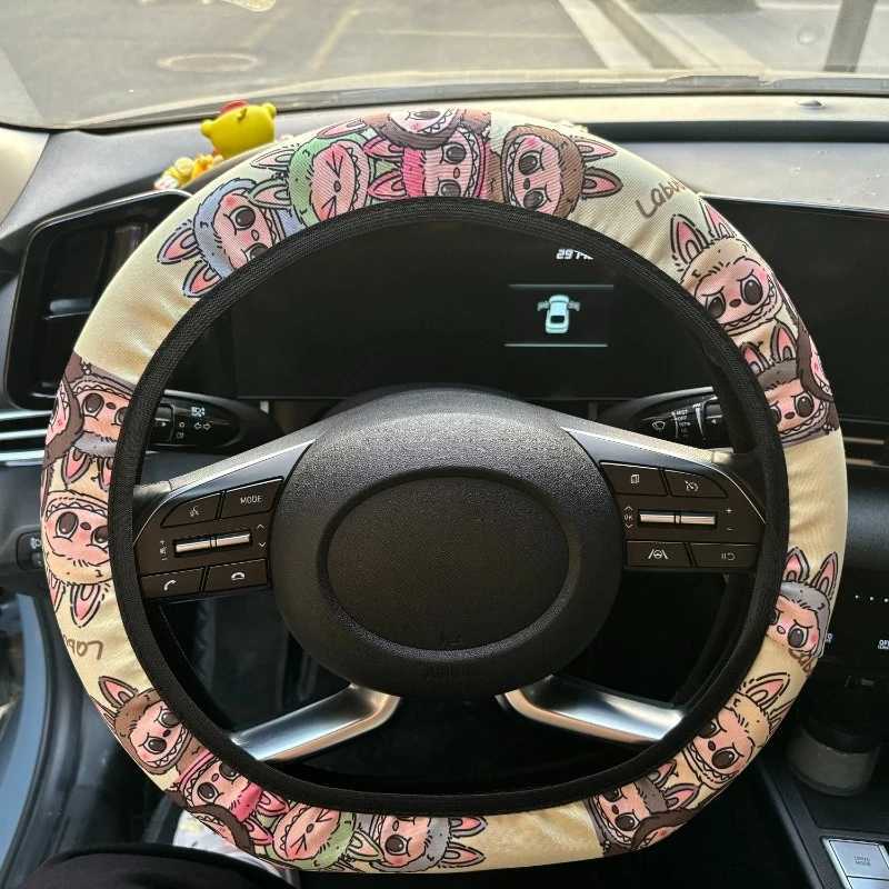 Labubu cute 15in Steering Wheel Cover Character Car Accessories Universal Car Steering Wheel Elastic Non-Slip Cover Z250614