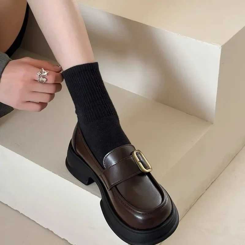 Womens Soft Genuine Leather Shoes Thick Sole British Style Flats New Spring Summer Collecti JK Uniform Loafers XJ250614