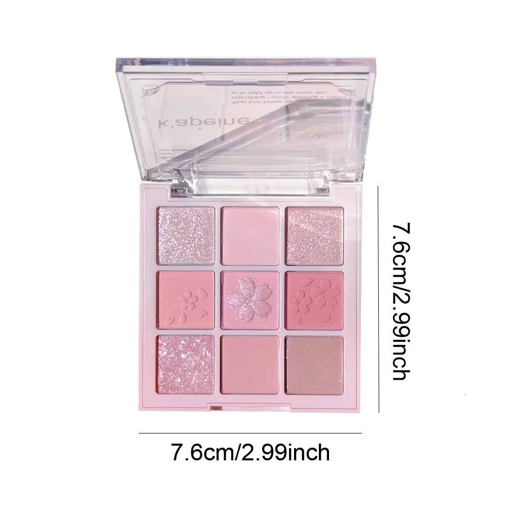 Sakura Nine-color Eyeshadow Glitter Peach Pearly Eye Shadow Nude Long Lasting Korean Charming Eyes Make Up Palette