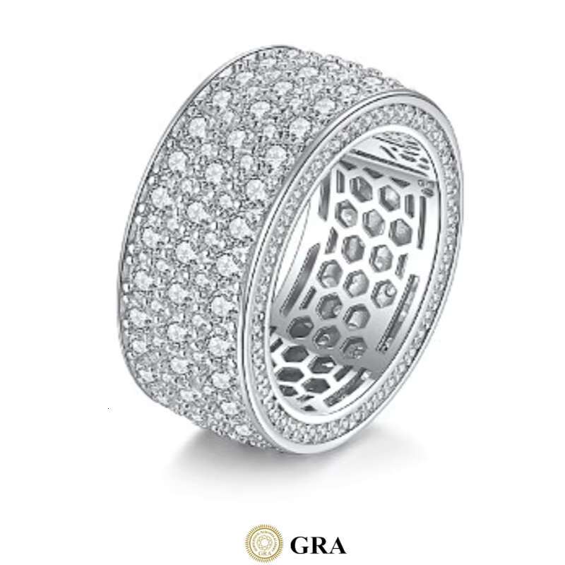 Classic Iced Out Moissanite Men Ring Gra Certified S925 Sterling Silver Gold Plated Hiphop Moissanite Ring