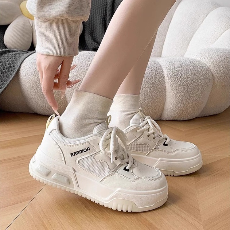 Ddmysports Korean Style Breathable Mesh Thick Soled Sneakers For Women Summer White Student Versatile Niche Casual Shoes Trendy Outdoor Shoes