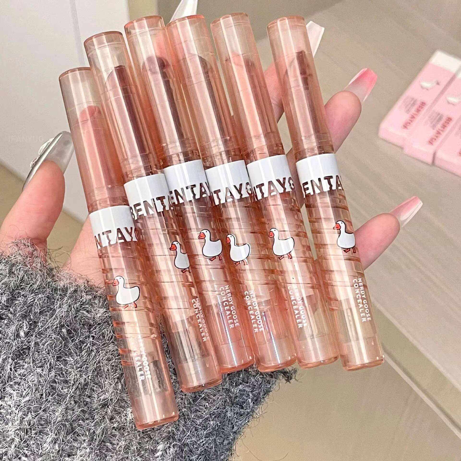 Velvet Matte Lipstick Pen Lasting Waterproof Lips Contouring Pencil Nude Brown Tint Non-stick Cup Lip Gloss Korea Cosmetics happy