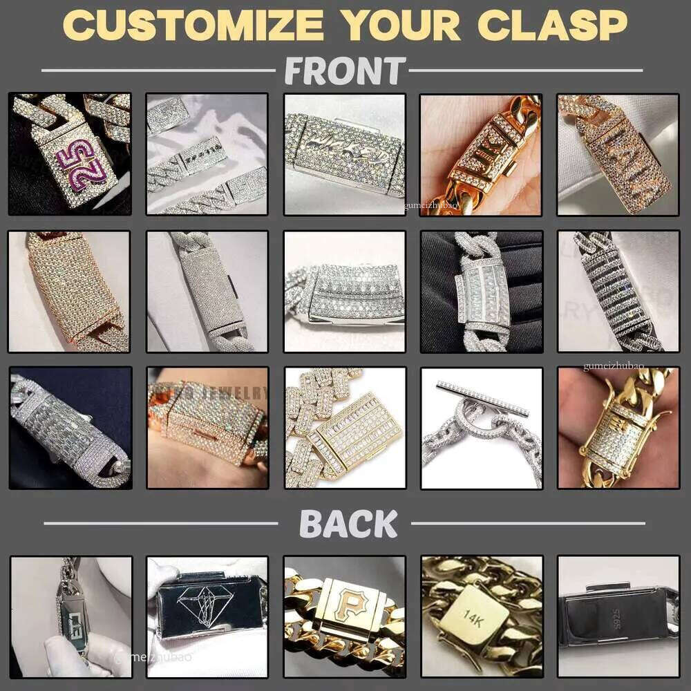 Real Laboratory Mossanite Jewelry Iced Necklace Men's Rap Singer Pure Sier Moissanite Cuban Chain