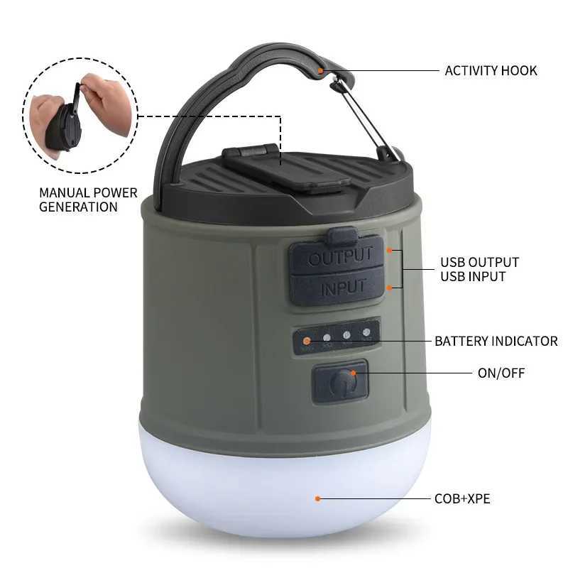 High Power Camping Lantern Tents Lamp USB Rechargeable Portable Camping Lights Outdoor Hiking Night Hanging Lamp W250613