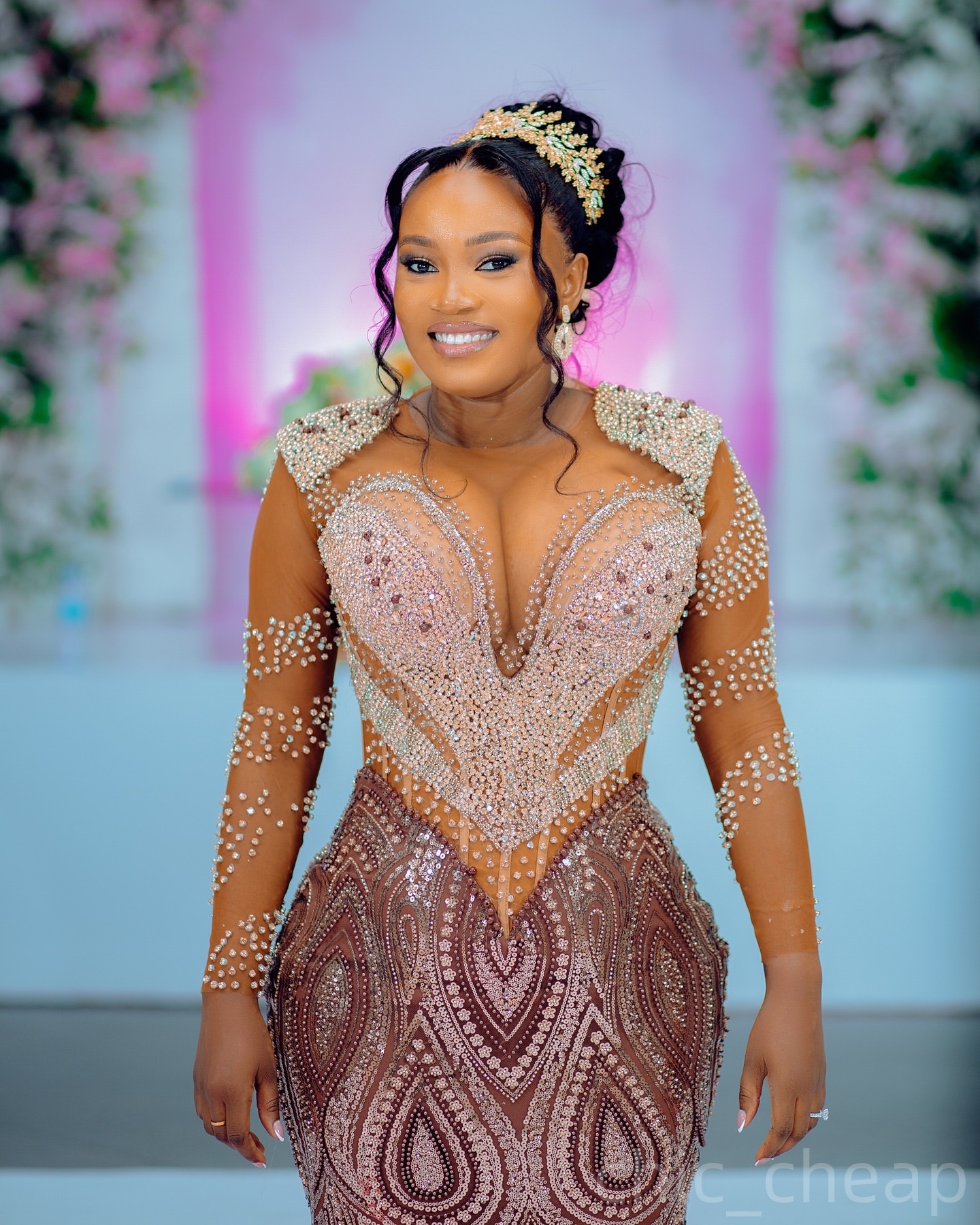 Chocolate Mermaid Prom Dresses 2025 Beaded Crystals Full Sleeves Evening Formal Party Second Birthday Engagement Gowns Plus Size Dress For Special Occ