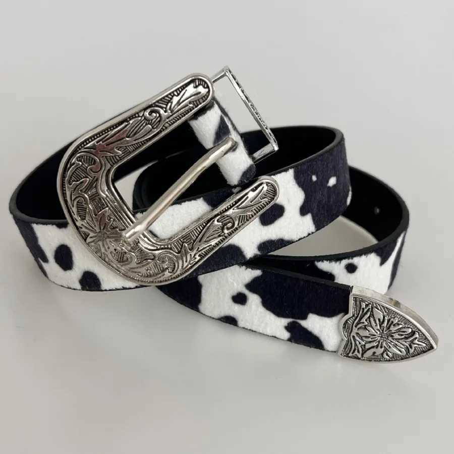 Western Denim Buckle Belt Cow Pattern Belt DVN Personal Fashion Versatile Jeans Belt Belts for Women Men Belt X250614