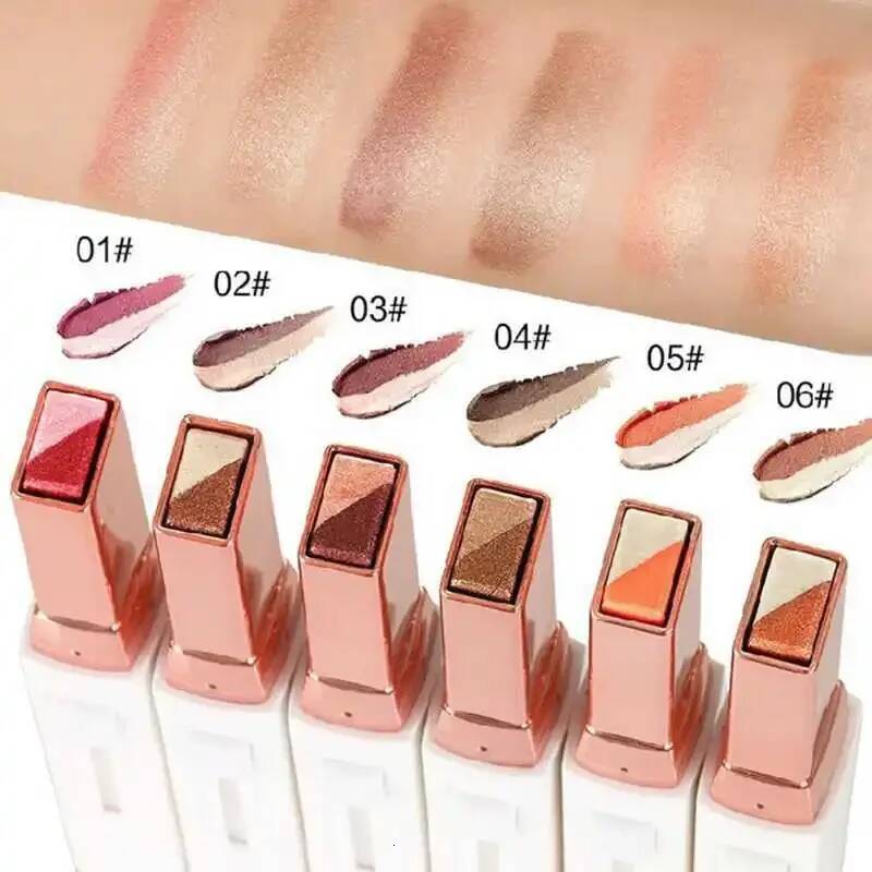 Professional 2 In 1 Double Color Gradient Veet Eye Shadow Stick Lazy Makeup Waterproof Lasting Shimmer Metallic Eyeshadow