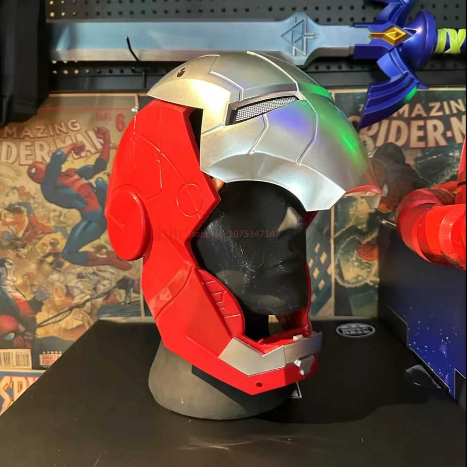 Disney 2025 New Iron Man Helmet Mk5 Jarvis Helmet Luminous Manual Opening And Closing Wearable Cool ChildrenS Cosplay Mask Toy Gift W250614