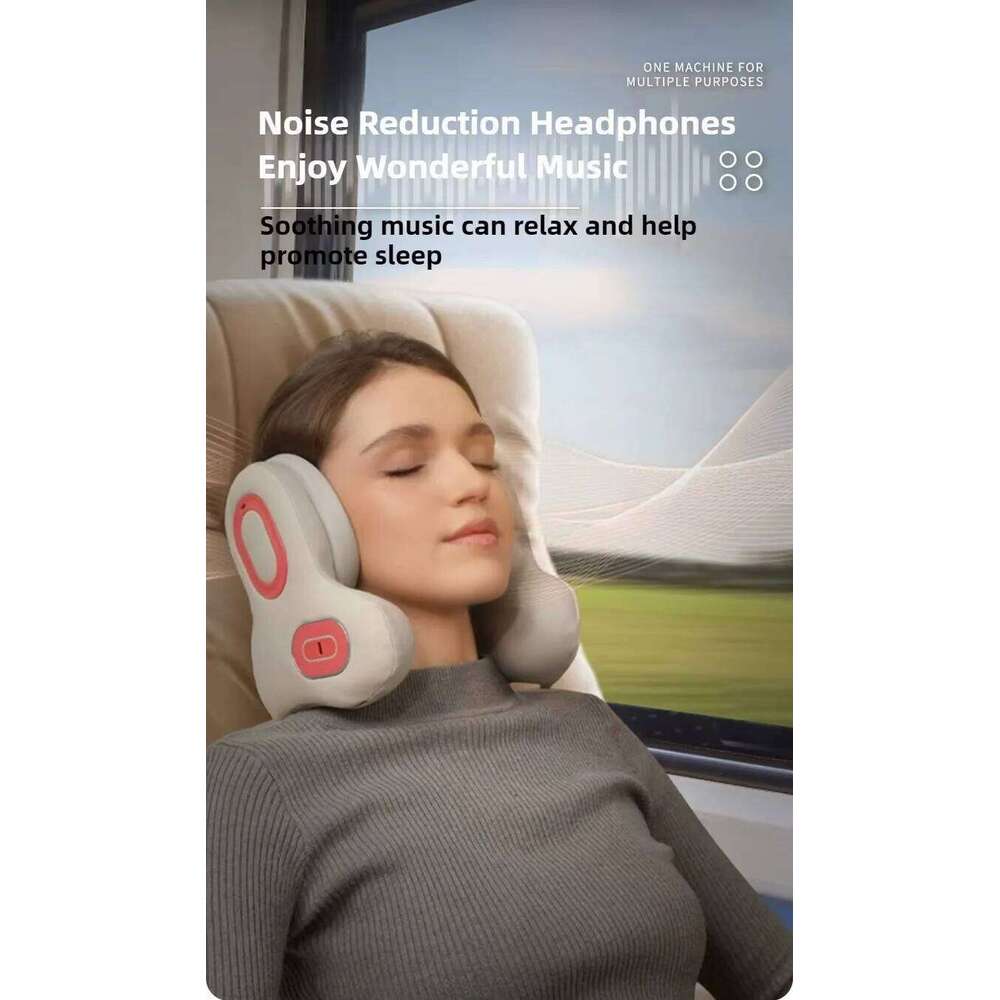 Wireless Red Light Hot Compress Massager Sleep Noise Reduction U-Shaped Neck Pillow Maseador Bluetooth Music