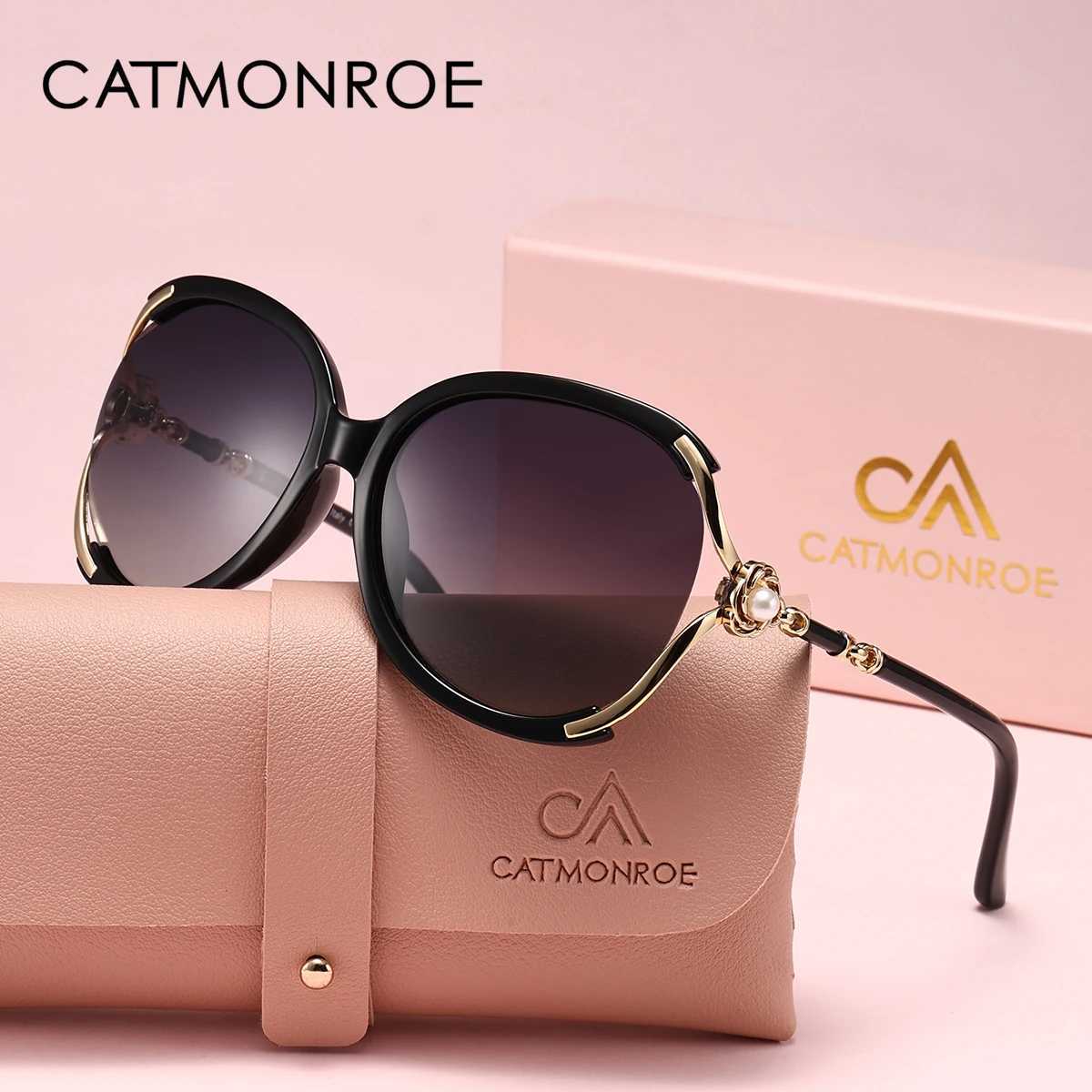 CATMONROE 1 PCS Polarized Women sunglasses Oval PC Frame Metal Hinge Decorative Flower UV400 Brand Luxury women glasses Z250614