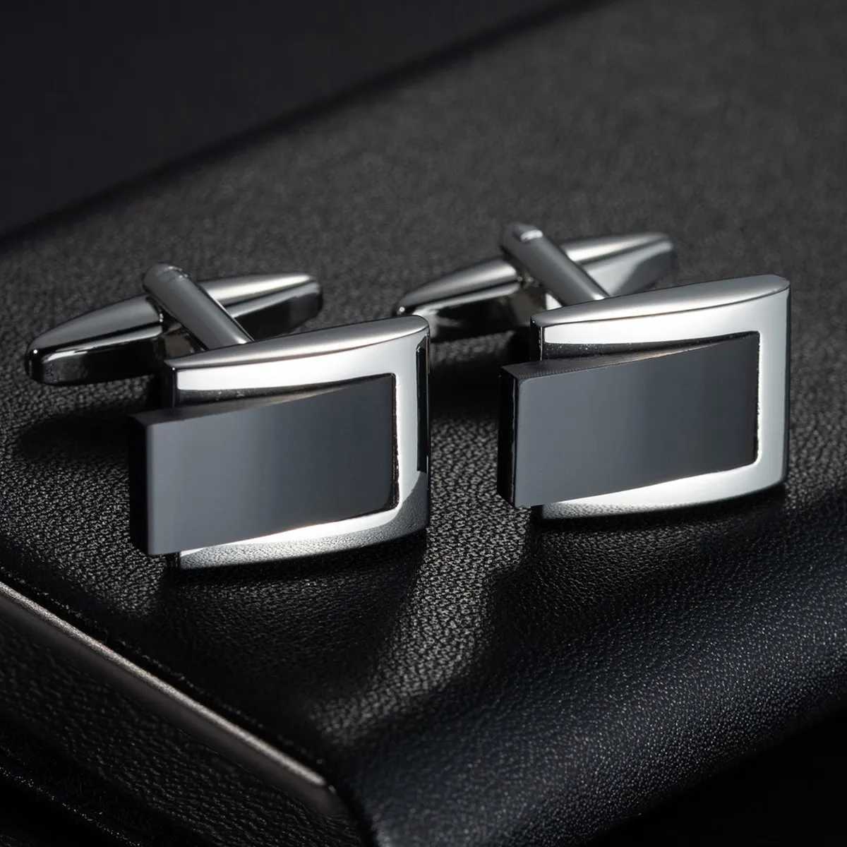 High Quality Classic Mens New Black Box Cufflinks Stripes Square French Wedding Dress Shirt Accessories Dropship Wholesale XJ250614