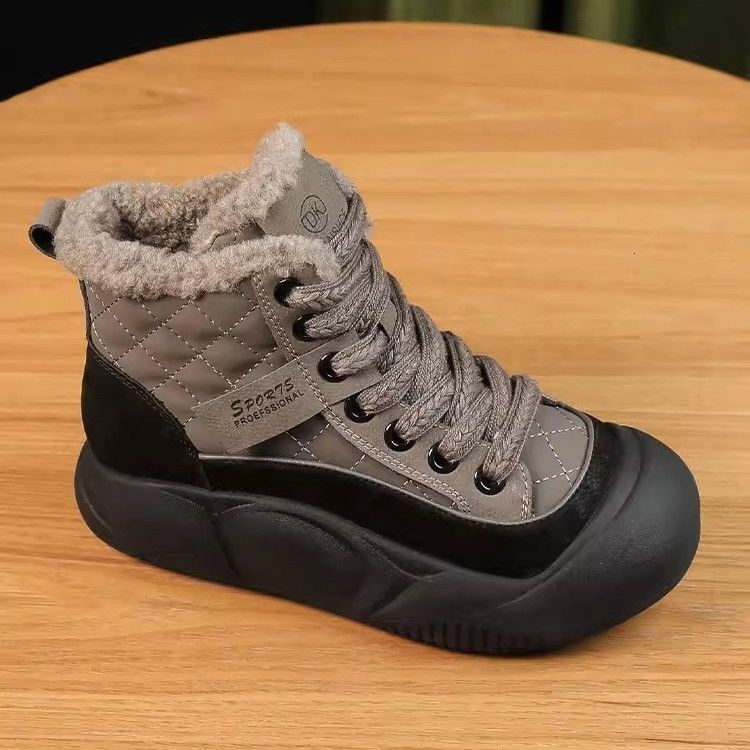 Ddmysports Martin Short Boots Winter Fleece Lined Warm New Lamb Wool High Top Cotton Shoes For Women Outdoor Shoes