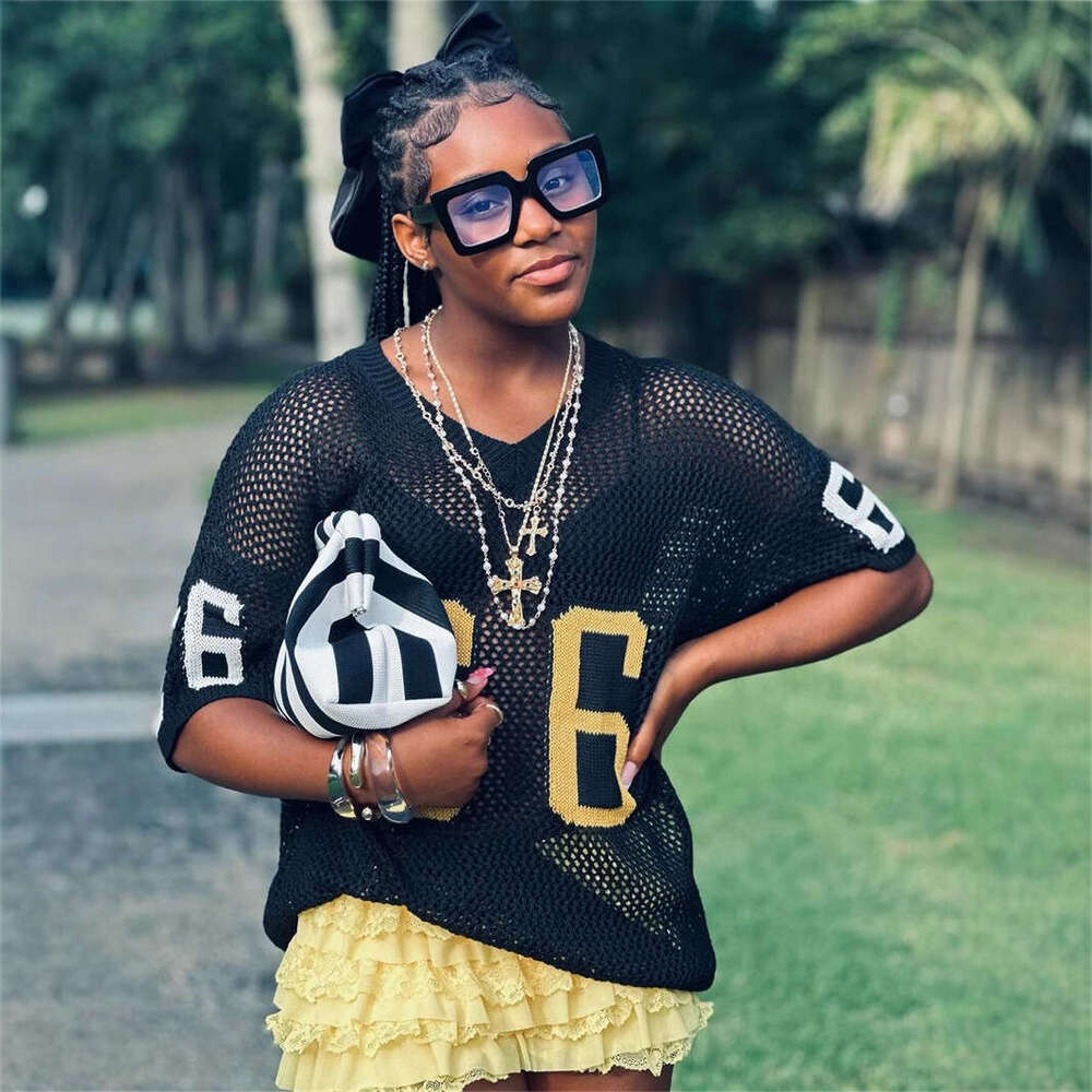 Autumn New Solid Color V-Neck Embroidered Loose Casual Sexy See-Through Short Sleeve T-Shirt Top For Women B5