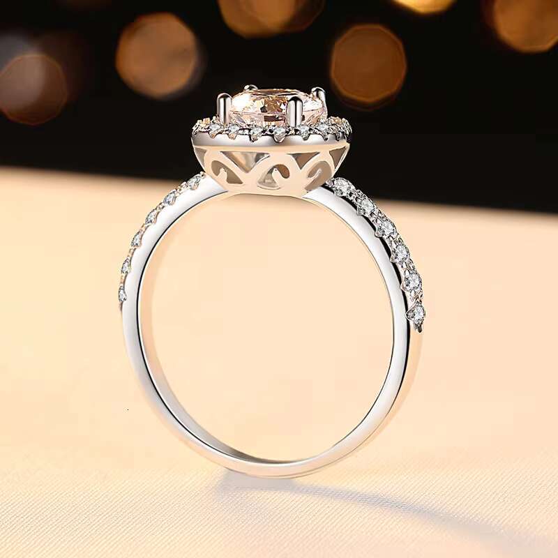 Personalized Original halo Moissanite Engagement Ring White Gold Plated 925 Sterling Silver Moissanite Wedding Ring