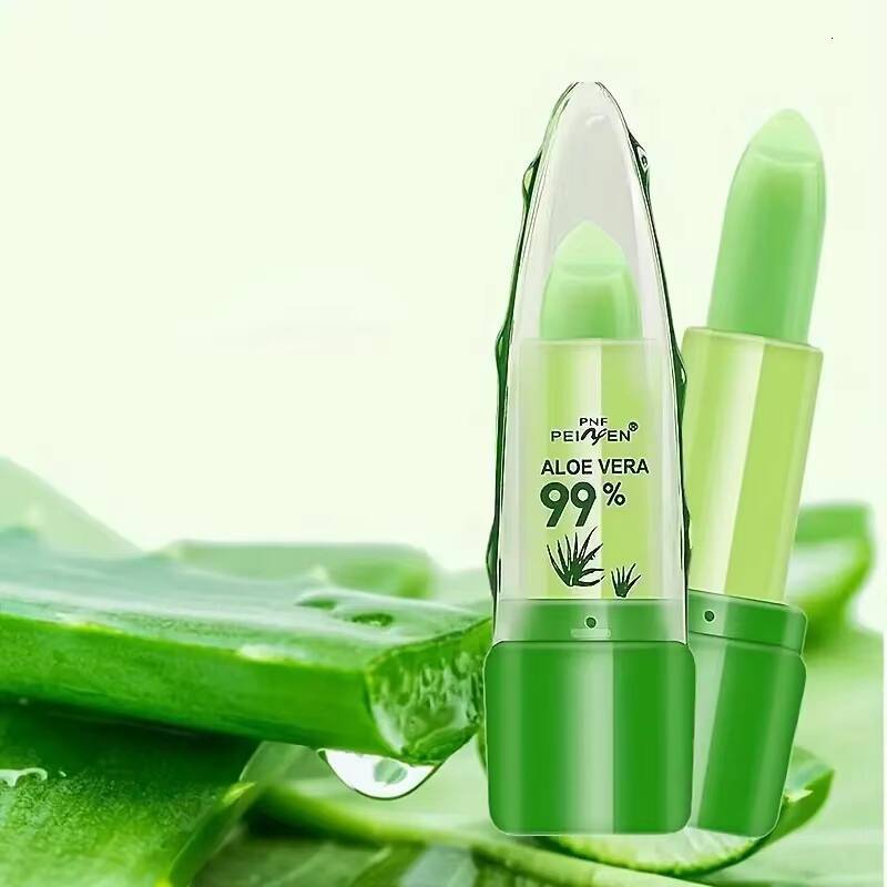 Aloe Vera Color-changing Lipstick,Moisturizes Hydrates Waterproof Non-sticky Long-lasting Tinted Lip Gloss happy