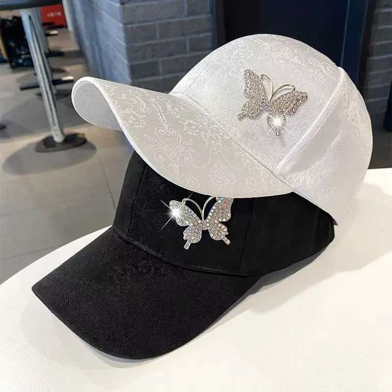 Diamond metal butterfly baseball cap for womens summer sun protection and fashion duck tongue sun baseball cap W250614