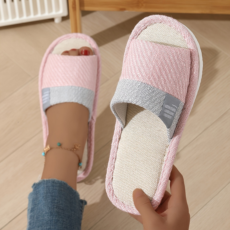 Unisex Linen Slippers Men and Women - Soft Breathable Fabric Thick EVA Non-Slip Sole Red, Blue, Beige & Pink Casual Indoor Home Shoes | Suitable for a