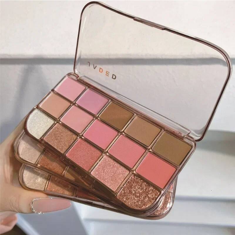 15 Colors Palette Rose Pink Blue Pearlescent Matte Glitter Eyeshadow Shiny Eye Shadow Long-lasting Girlish Eyes Makeup