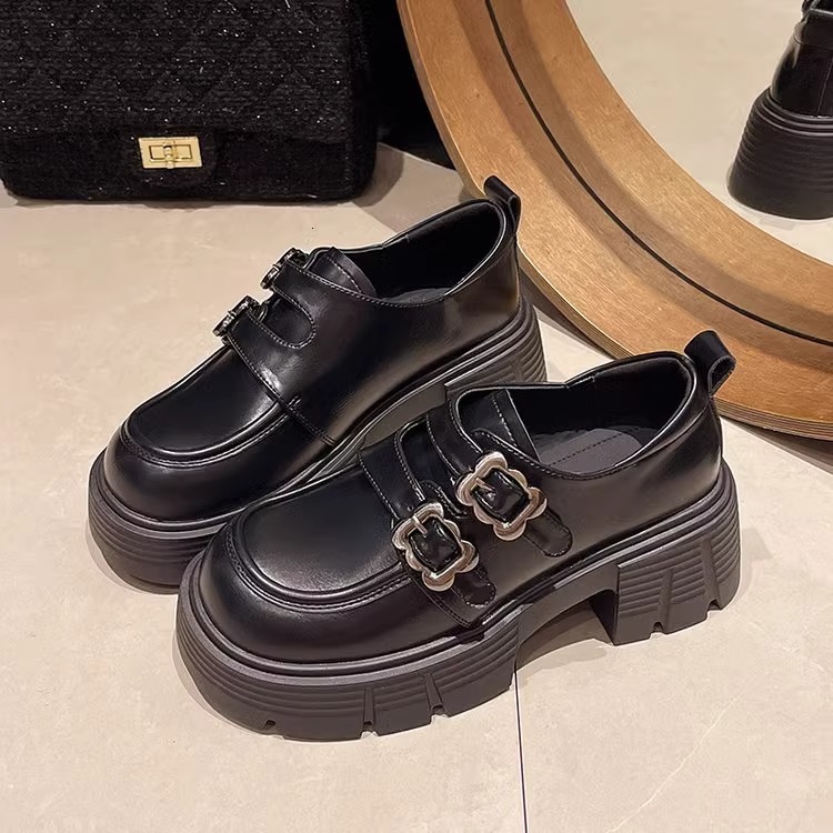 Ddmysports New Spring Slip On Chunky Heel Thick Sole British Style Women S Loafers Petite Mary Jane Shoes Outdoor Shoes