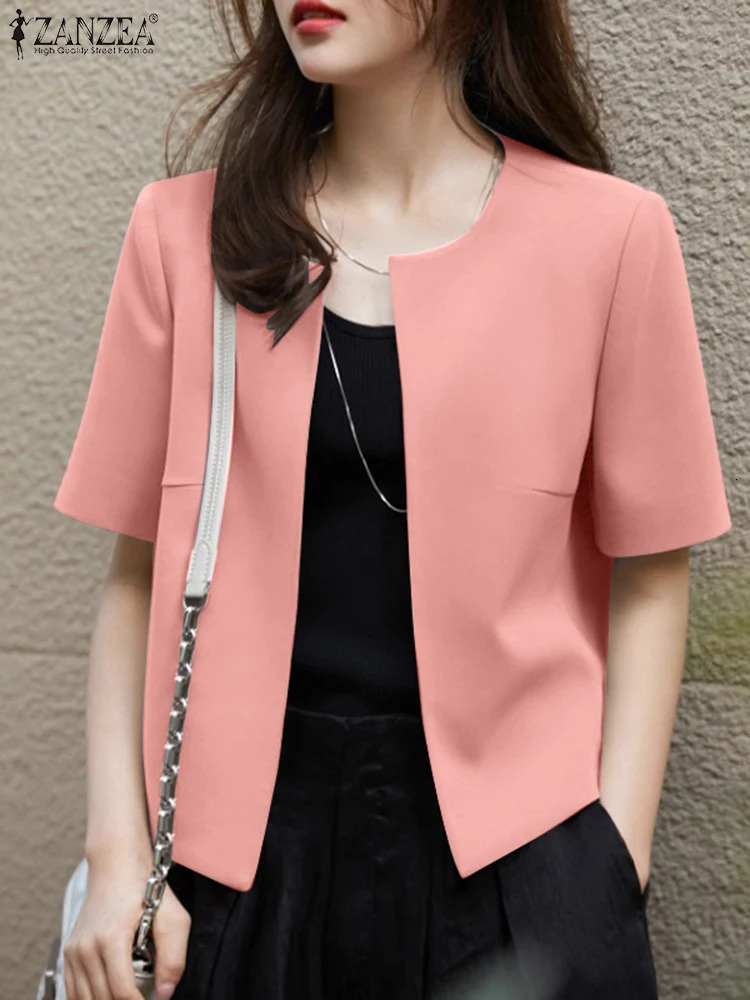 Women Summer Cardigan Tops Elegant Office Lady Blouses ZANZEA Casual O Neck Short Sleeve Work Shirt Korean Fashion Woman Blouse 250614