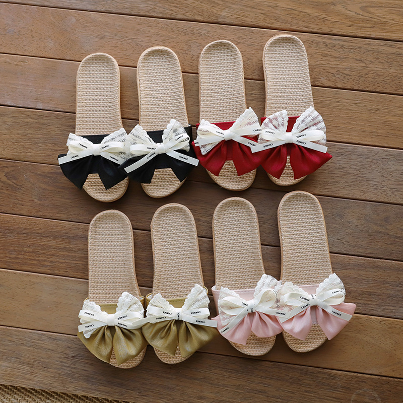 Four season linen slippers for women, silent indoor cotton and linen shoes for women, silent outdoor home designer sandals