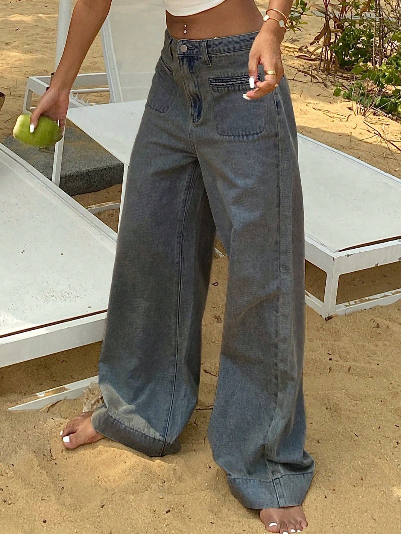 Spring and Summer Ladies' Fashionable and Versatile Wide-leg Denim Pants
