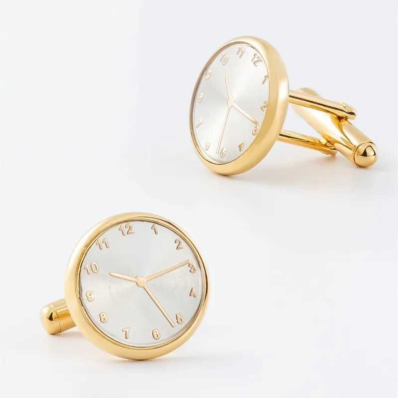 Round Electroplated Cufflinks High-end Fashion Watches Men Women French Shirts Formal Accessories Advertising Promotions Gifts XJ250614