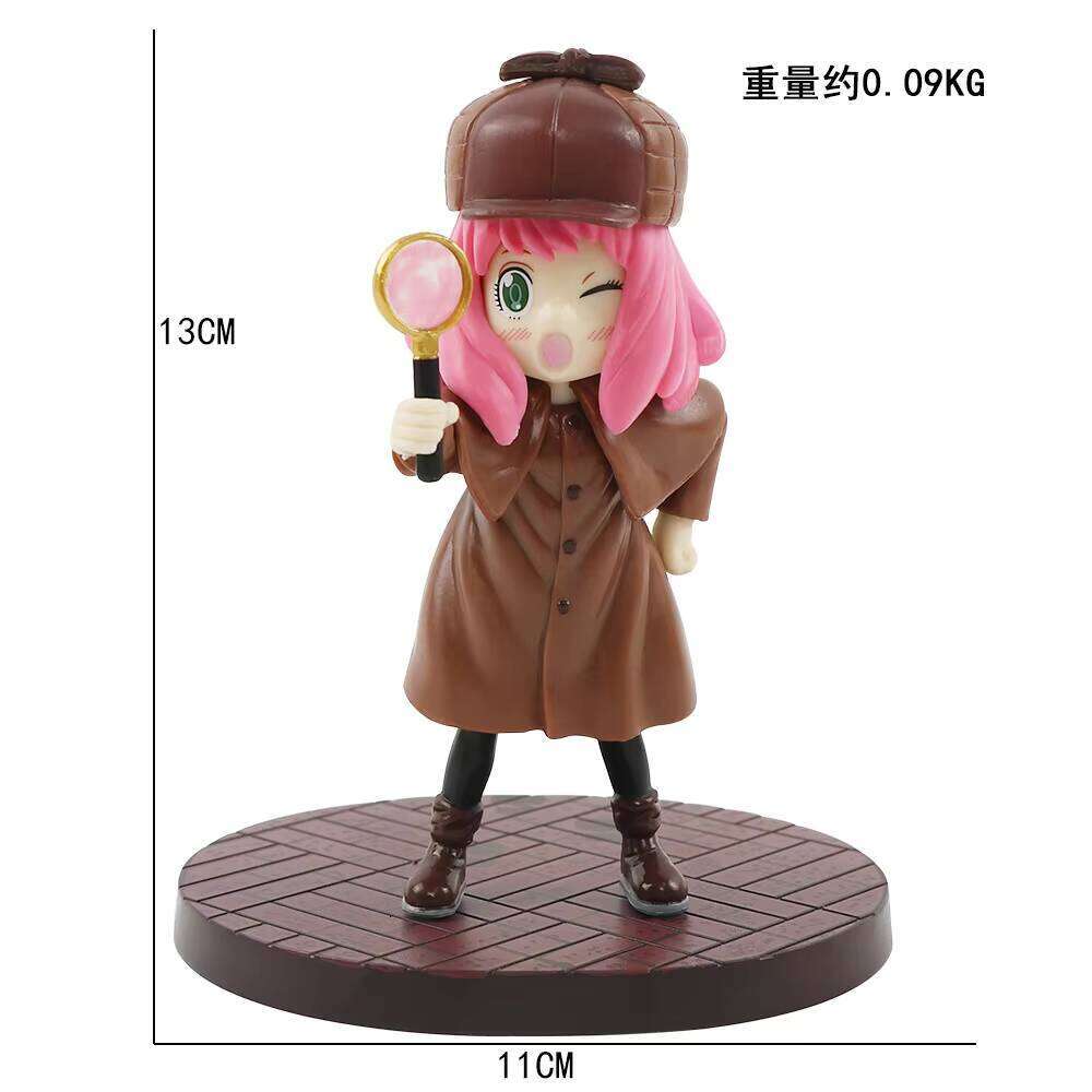 DHGadges Spy X Family Anya Forger Detective Figure 13cm Anime Collectible Model Cute PVC Figurine Desktop Toy Gift for Fans