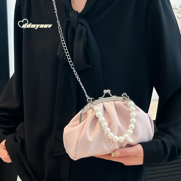 5.1 Bestselling Pearl Handbag Women's 2025 New Niche Pleated Chain Crossbody Bag Compact Quality ddmynov