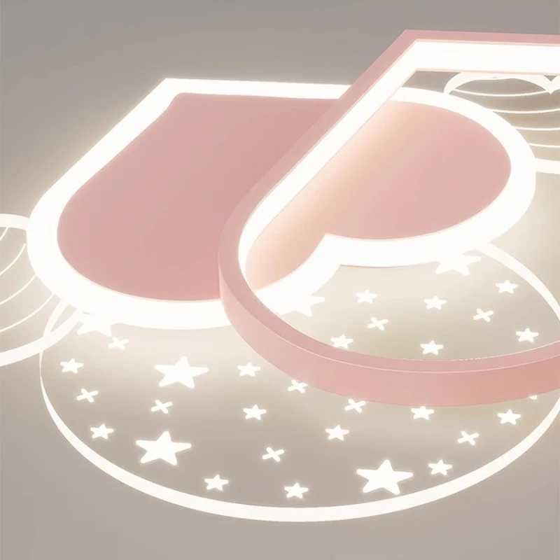 Warm Romantic Childrens Room Ceiling Lamps LED Heart Shaped Lamp Pink Crown Light Princess Room Girl Boy Bedroom Ceiling LightsXJ2500613