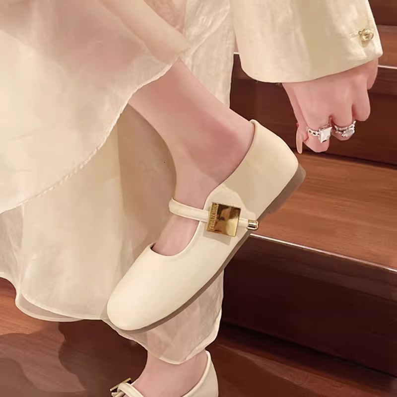 Ddmysports French Style Shallow Mary Jane For Women Summer New Evening Gentle Versatile Soft Sole Dress Shoes Outdoor Shoes