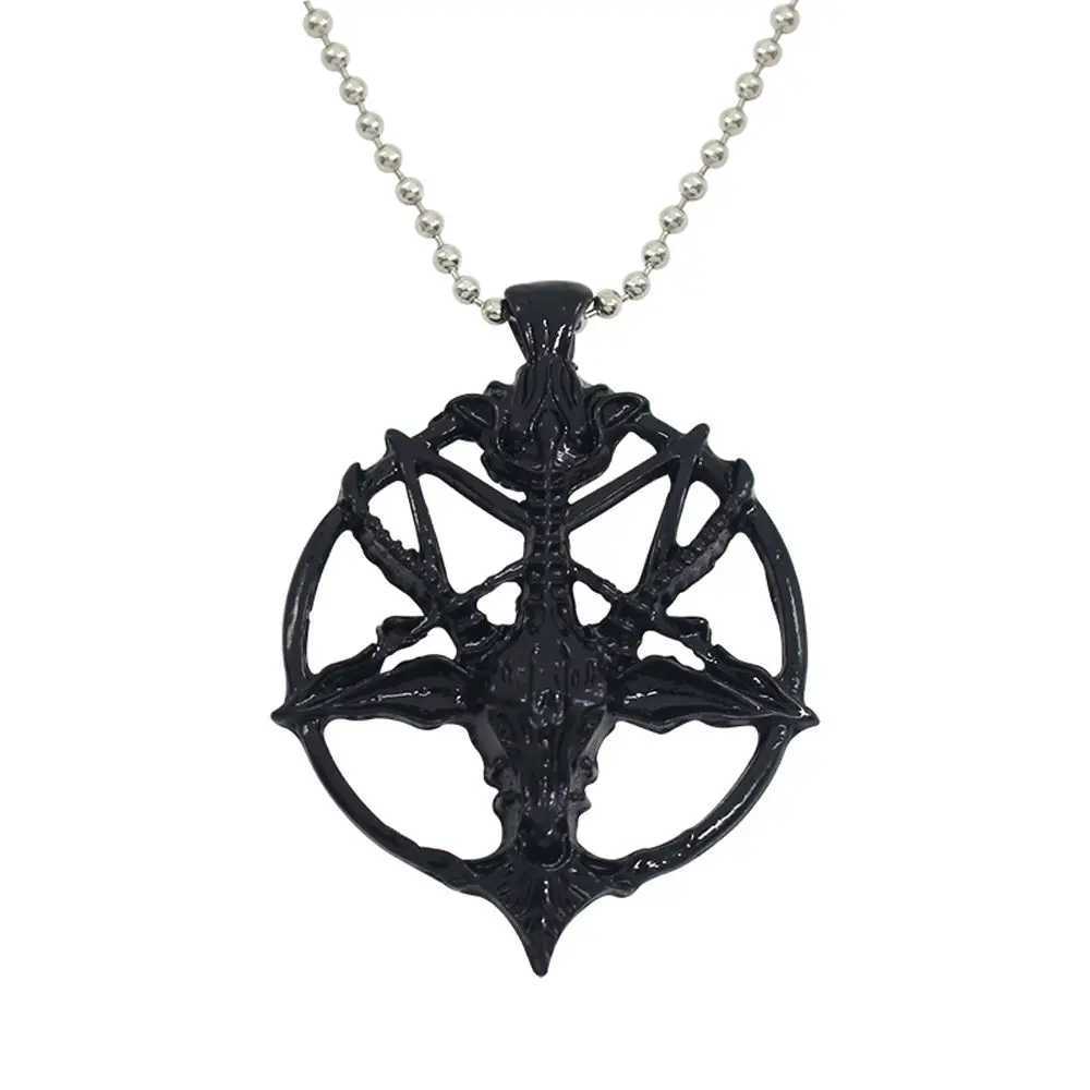 Vintage Charm Women Men Pentagram Pan God Skull Goat Head Pendant Chain Necklaces 2024 New Fashion Jewelry Z250614