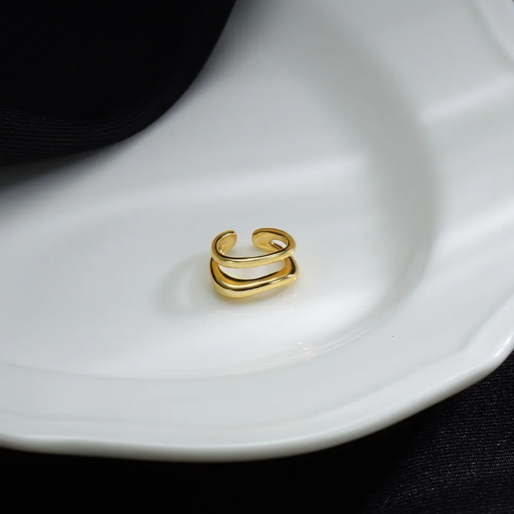 1Pcs Silver Color Double Layer Ear Clip Earring for Women Trendy Metal Geometric Cartilage Ear Cuff Jewelry Gift 250610