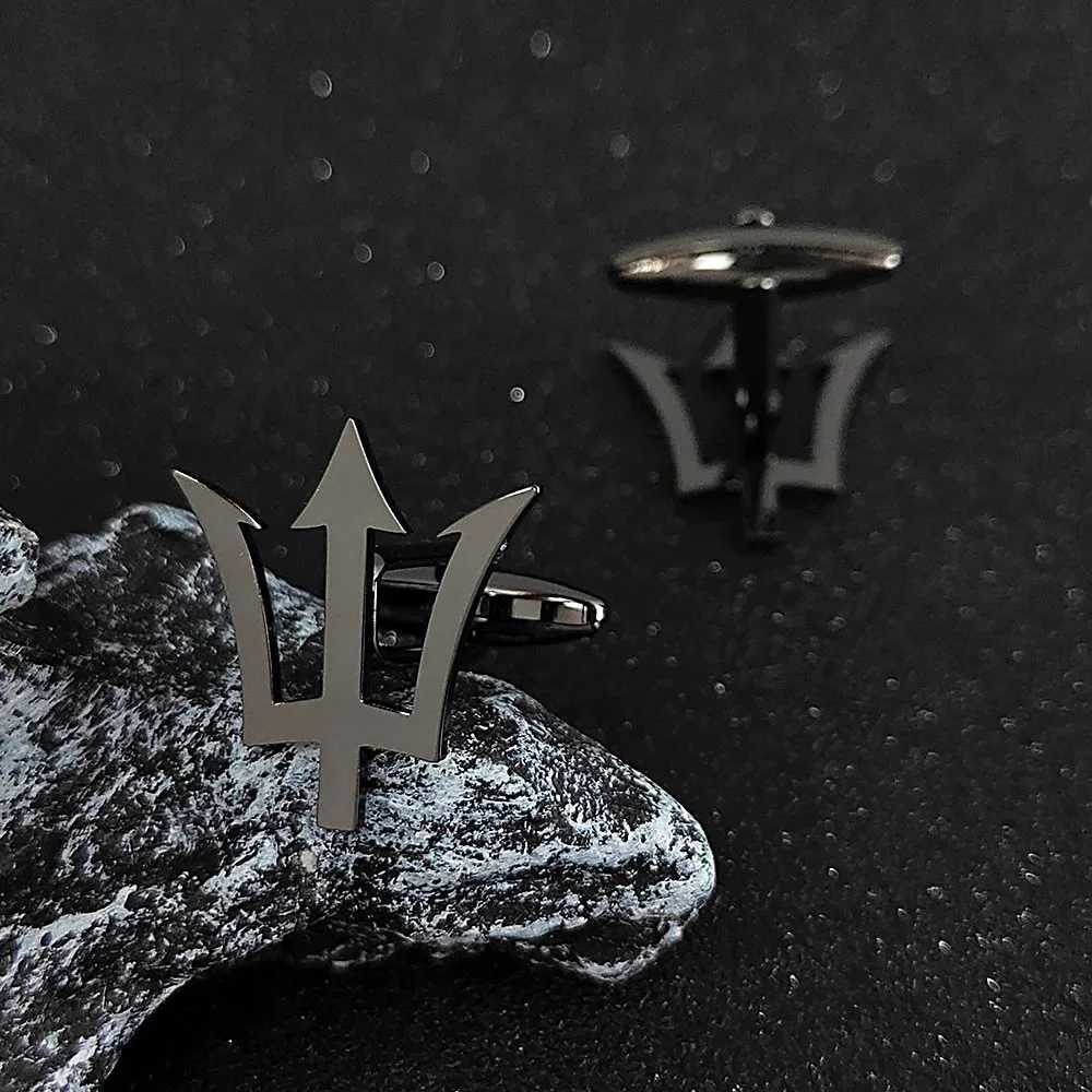 Poseidon Cufflinks for Men Ancient Greek God Trident Twins Shirt Button Wedding Party Gift Stainless Steel Collection Jewelry XJ250614