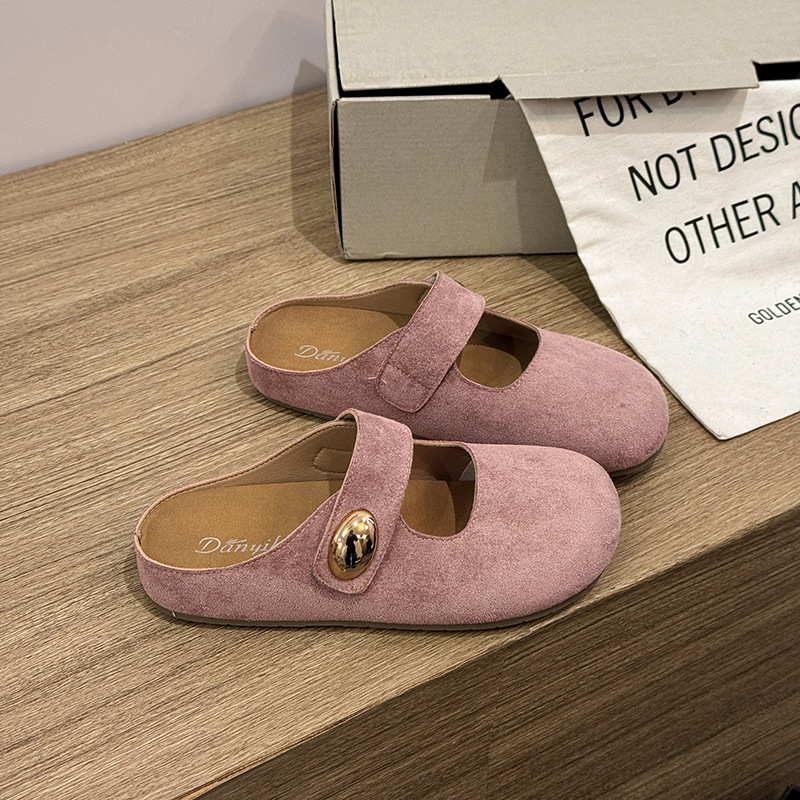 Ddmyoutdoor Women S French Closed Toe Slippers Spring Gentle Fairy Style Soft Sole One Strap Dress Shoes Outdoor Shoes