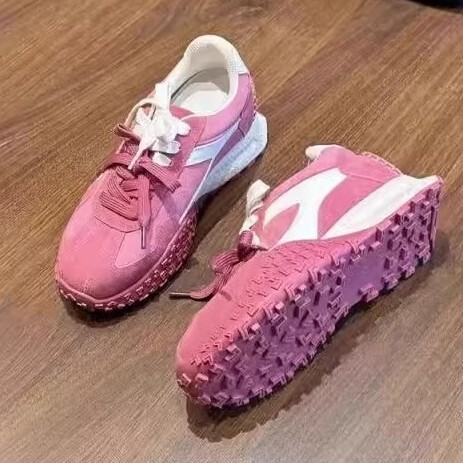 Ddmysports Raspberry Pink Height Increasing Agan New Style Small Size Thick Sole German Training Spring Autumn Fashion Casual Shoes Outdoor Shoes