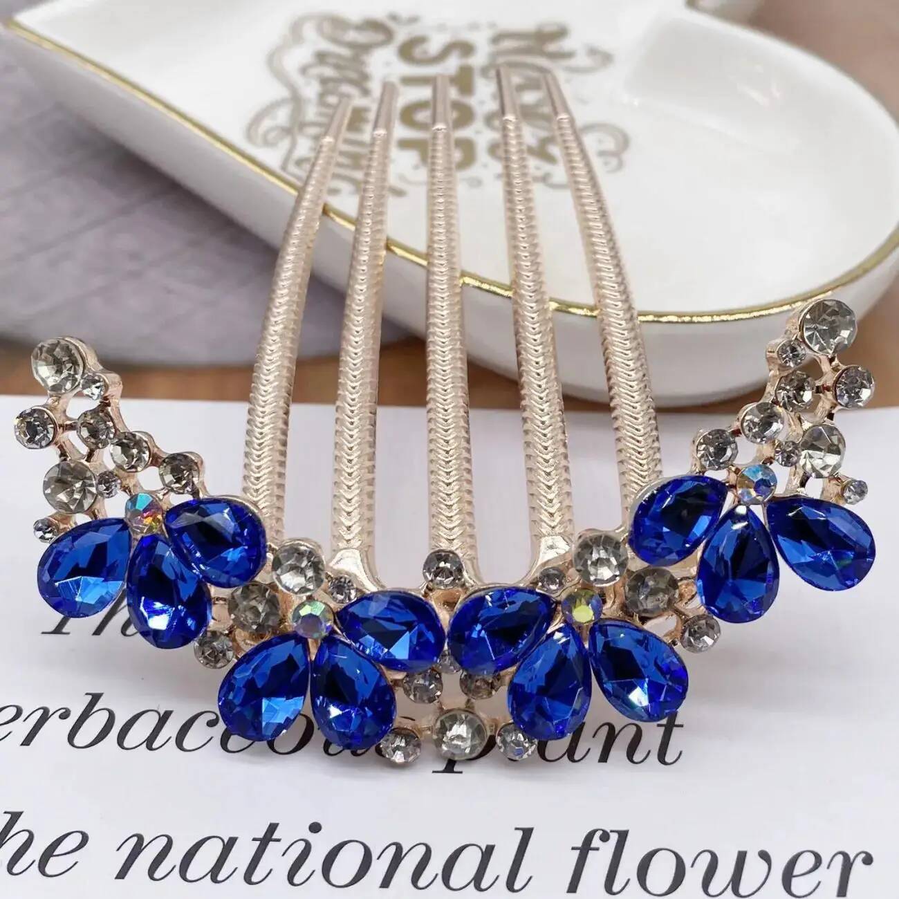 Daily Jewelry for Women Girls Long Holder Bling Rhinestone Combs Crystal Hairpins Bride Wedding Hair Clips