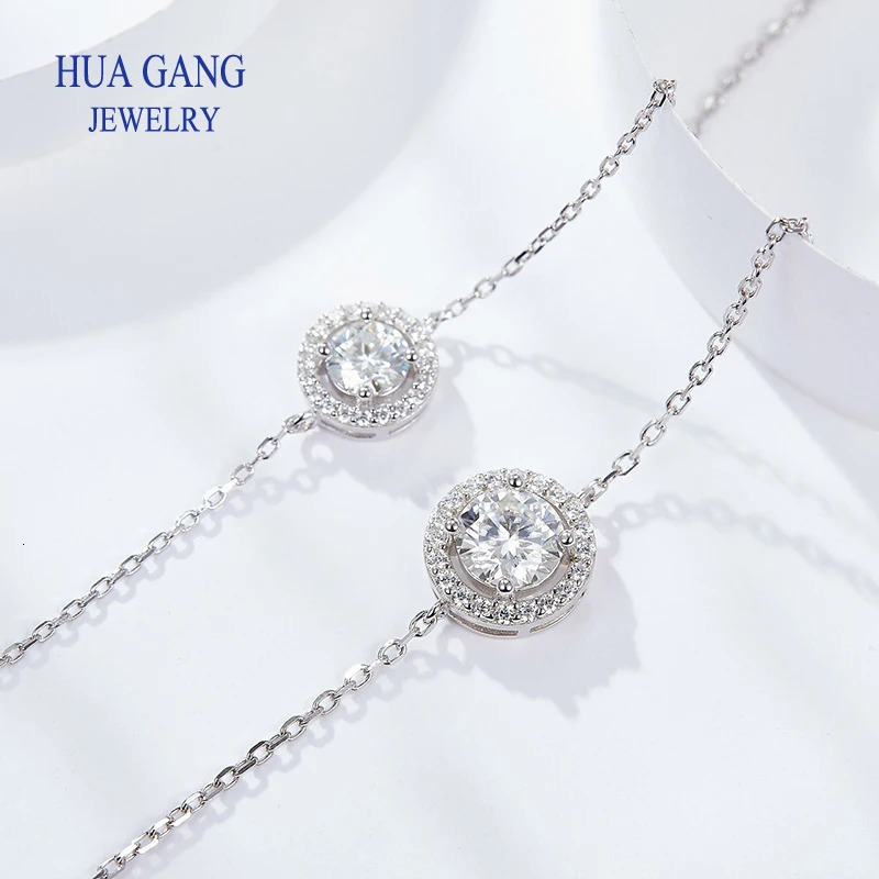 925 Silver Pass Diamond Test Past 0.5ct Excellent Cut D Color VVS1 Wedding Chain Bracelet for Girls Classic Jewelry 250610