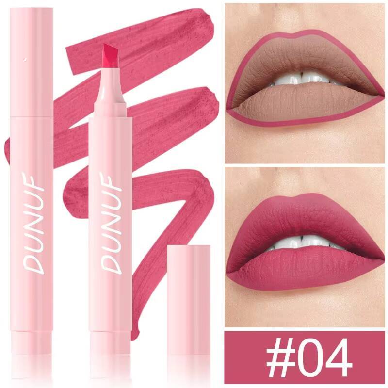 5 Color Long Lasting Liner Lipstick Waterproof Velvet Matte Lipsticks Sexy Red Contour Pencil 2in1 Lip Marker Pen happy
