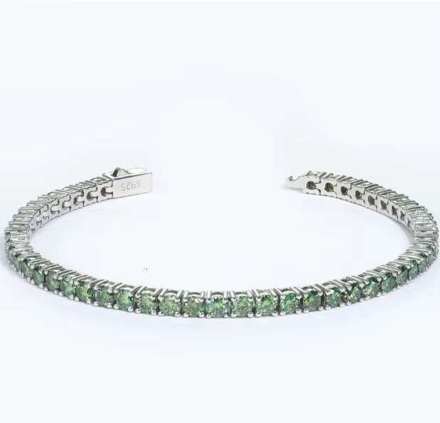 3mm Tennis Chain Bracelet with Zirconia Moissanite 925 Sterling Silver Mens Jewelry Luxury Hip Hop Wristband