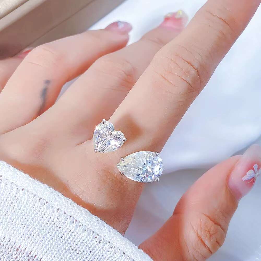 FOXI Valentine Ring Heart Moissanite Diamond Ring 925 Sterling Silver Promise Engagement Wedding Band Rings Party Jewelry Gift