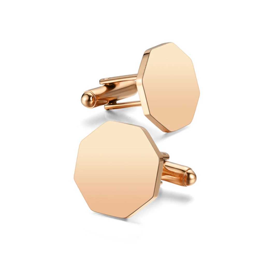 1Pair Mens Blank Octagon Cufflinks Stainless Steel Tuxedo Shirt Studs Cuff Link Jewelry Gift Wedding Business Size 18mm XJ250614