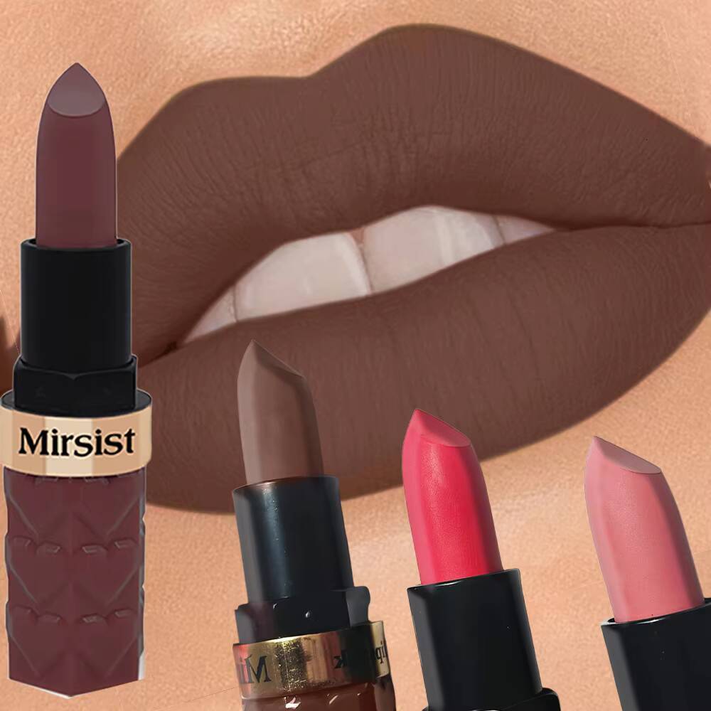 Waterproof Dark Matte Chestnut Lipstick Velvety Smooth Lasting Rich Pigment Everyday Makeup Moisturizing Non Cup Lip Stick happy