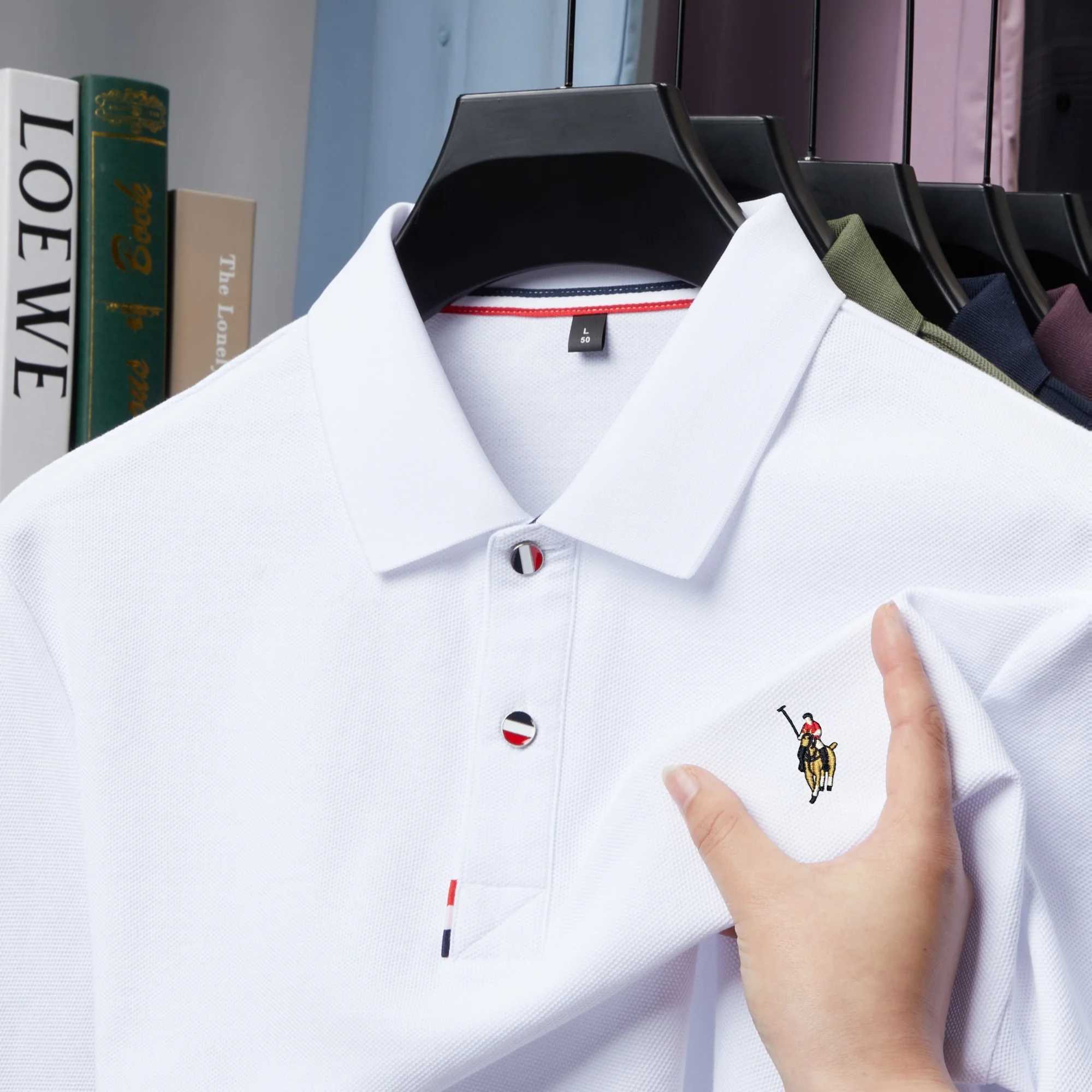 100% cotton new short sLeeve T-shirt comfort lapel mens brand POLO shirt summer fashion embroidery top Z250613