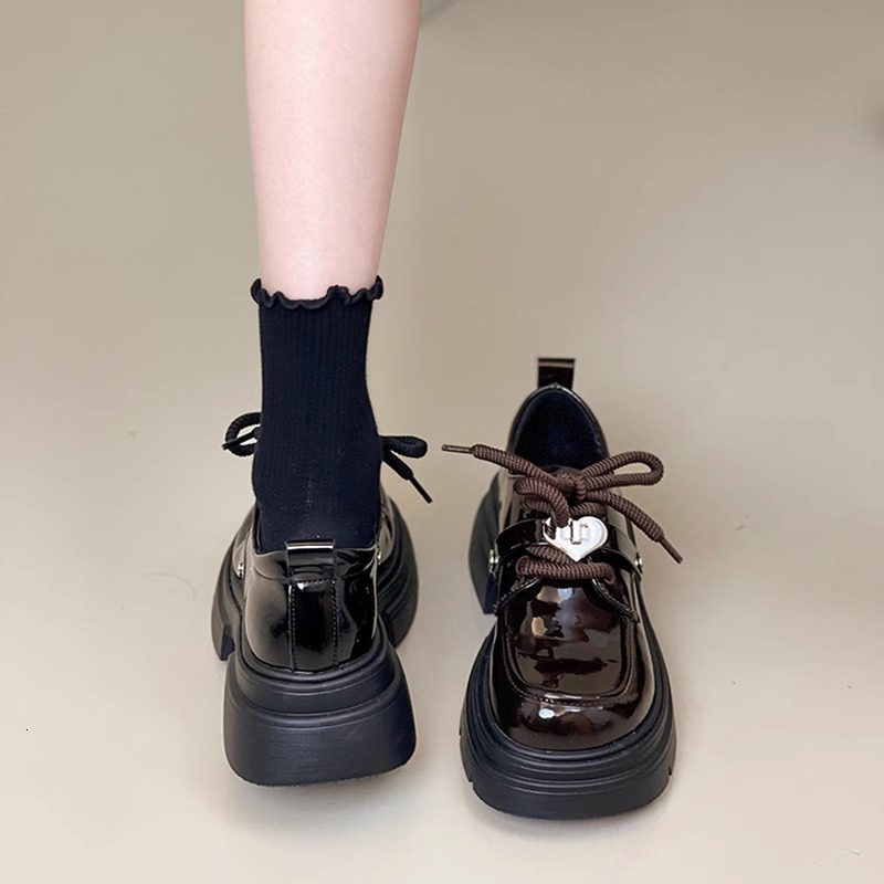 Ddmyoutdoor Women S Leather Shoes New Spring And Autumn Bowknot British Style Thick Sole Height Increasing Mary Jane Loafers Outdoor Shoes