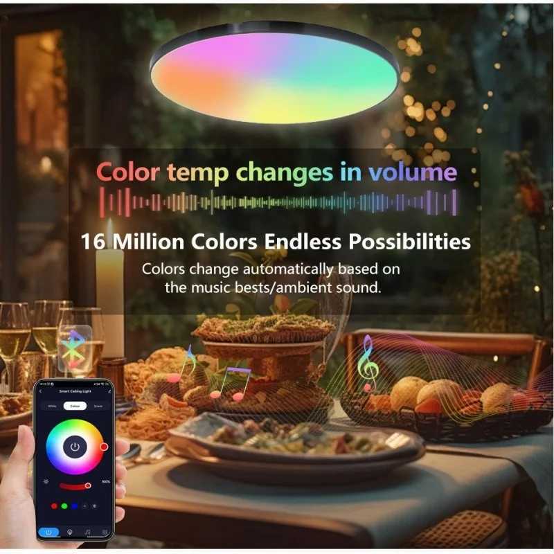 Smart Tuya Ceiling Light WIFI Round RGB APP Remote Dimming Alexa Google Voice Bedroom Living Room Decor LED Ceiling Lamp XJ2500613