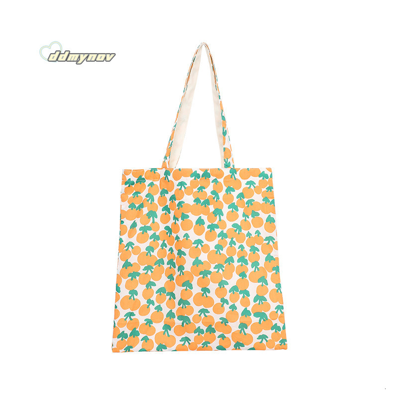Summer New Printed Tote Little Cherry Large Capacity Canvas Niche Shoulder Bag ddmynov