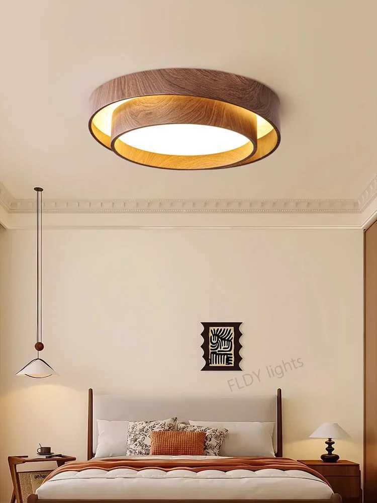 Menvix Nordic Walnut Wood LED Ceiling Chandelier for Living Dining Room Balcony Bedroom Lamp Home Decor Indoor Lighting Fixture XJ2500613